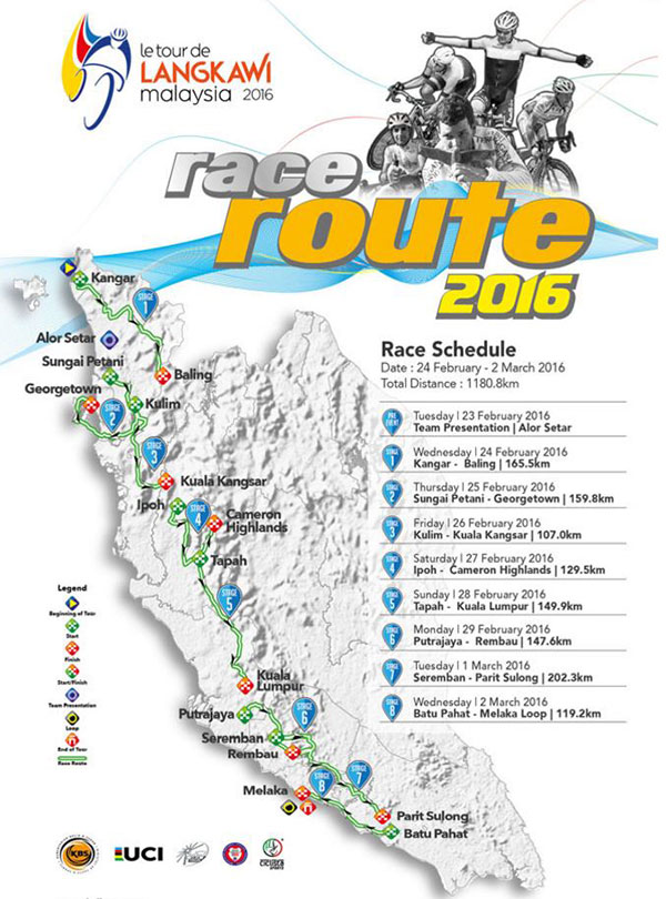 2016 Tour de Langkawi race map